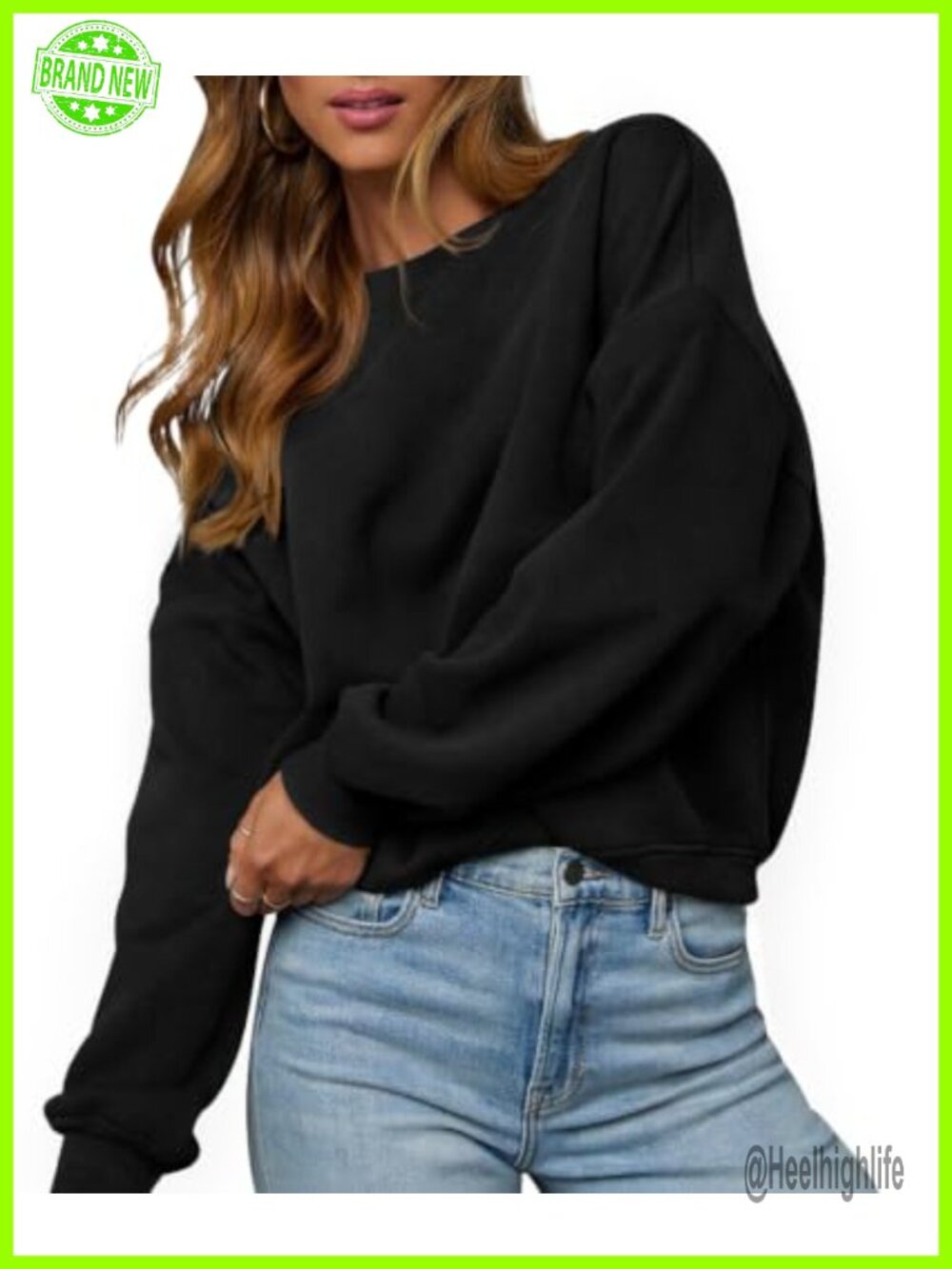 LEEDYA Women's Crew Neck Sweatshirt Long Sleeve Fall Oversized Sweater